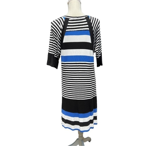 🌻Chris McLaughlin Blue White & Black 1/2 Sleeve Causal Dress Size 14 - Picture 7 of 8